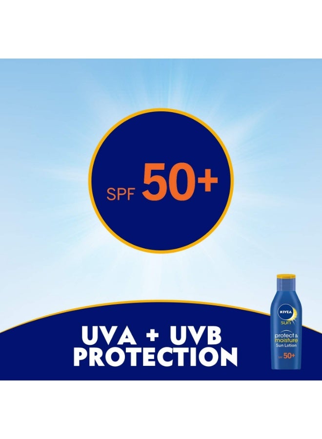 NIVEA Sun Lotion, Protect & Moisture SPF 50+ 200m - Image 4