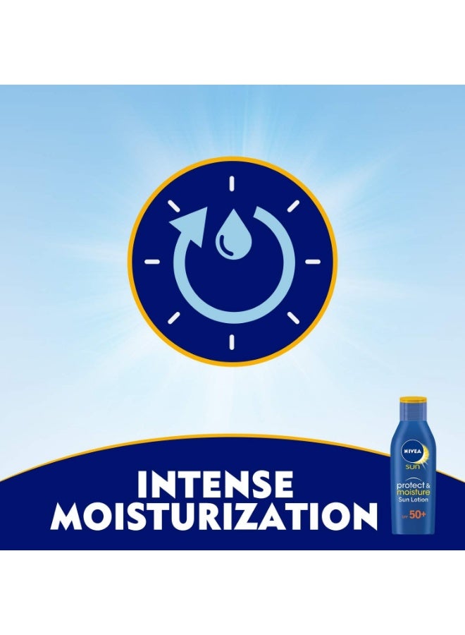NIVEA Sun Lotion, Protect & Moisture SPF 50+ 200m - Image 2