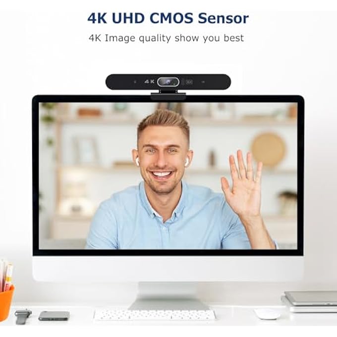 rayihni CONFERENCE ROOM CAMERA, ALL-IN-ONE 4K WEBCAM WITH MICROPHONE AND SPEAKER, AI TRACKING AND AUTO FRAMING, WIDE ANGLE OF VIEW, PLUG AND PLAY USB WEBCAM FOR PC, MAC, MEETINGS, TEAMS, ZOOM (BLACK) (BLACK) - Image 2