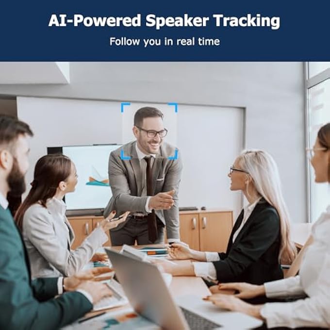 rayihni CONFERENCE ROOM CAMERA, ALL-IN-ONE 4K WEBCAM WITH MICROPHONE AND SPEAKER, AI TRACKING AND AUTO FRAMING, WIDE ANGLE OF VIEW, PLUG AND PLAY USB WEBCAM FOR PC, MAC, MEETINGS, TEAMS, ZOOM (BLACK) (BLACK) - Image 3