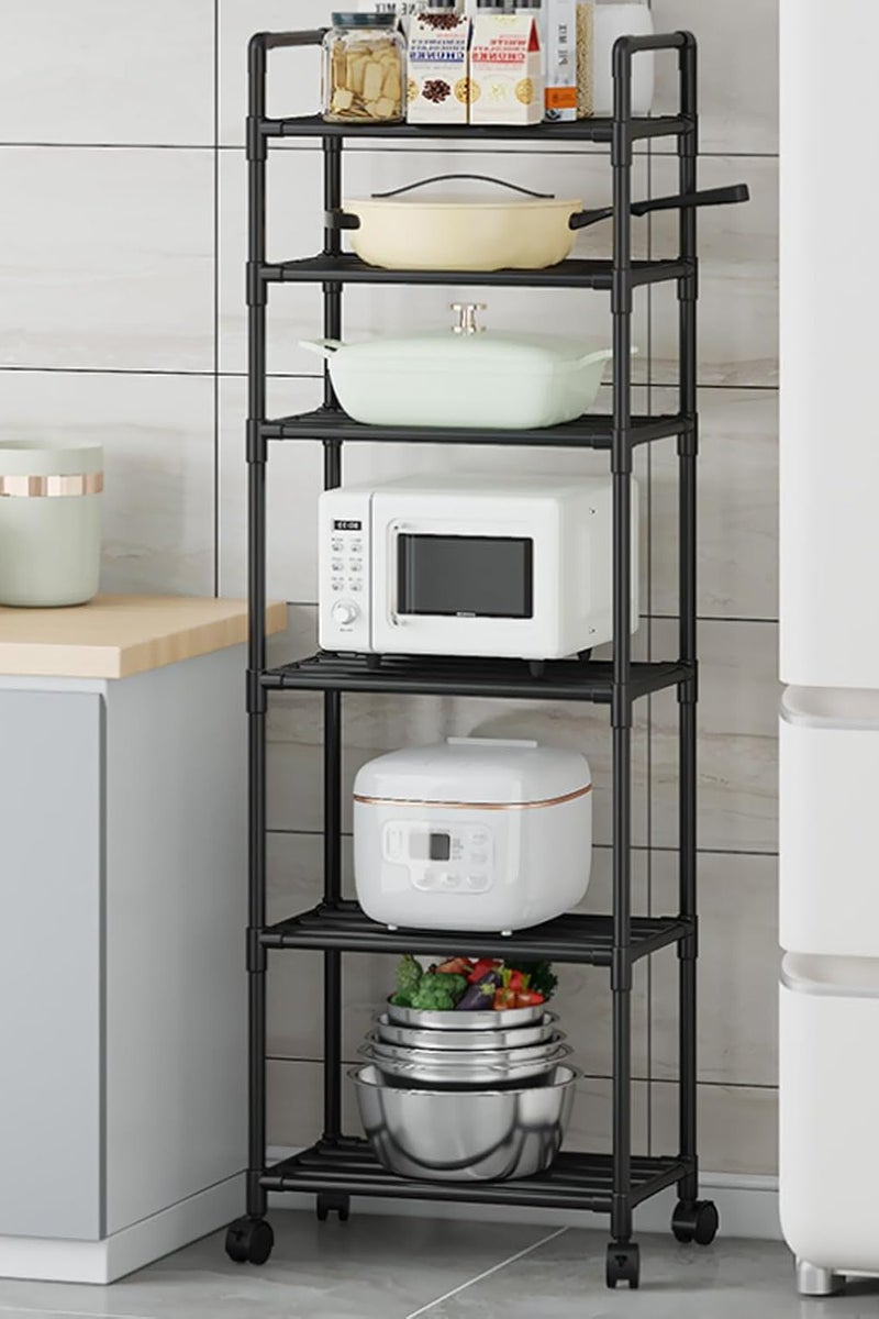 LINGWEI 6-Tier Multipurpose Kitchen Storage Rack with Wheels | Heavy-Duty Aluminum Pipe Shelving Unit Space-Saving Organizer for Kitchen, Bathroom, Laundry & Pantry- 160cm Height - Image 1