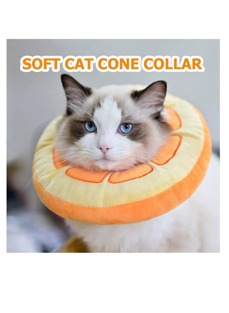 طوق مخروط القط لينة ، مخروطات القط للتوقف عن لعق ، مخاريط الحيوانات الأليفة للقطط البرتقالي- - Image 3