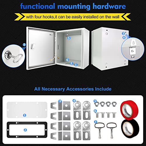 Tocretoare Outdoor Electrical Box, Steel Junction Box 12 x 10 x 6'', NEMA 4X Electrical Enclosure Box IP66 Waterproof & Dustproof, Universal Electrical Project Box with Lock & Mounting Plate - Image 5