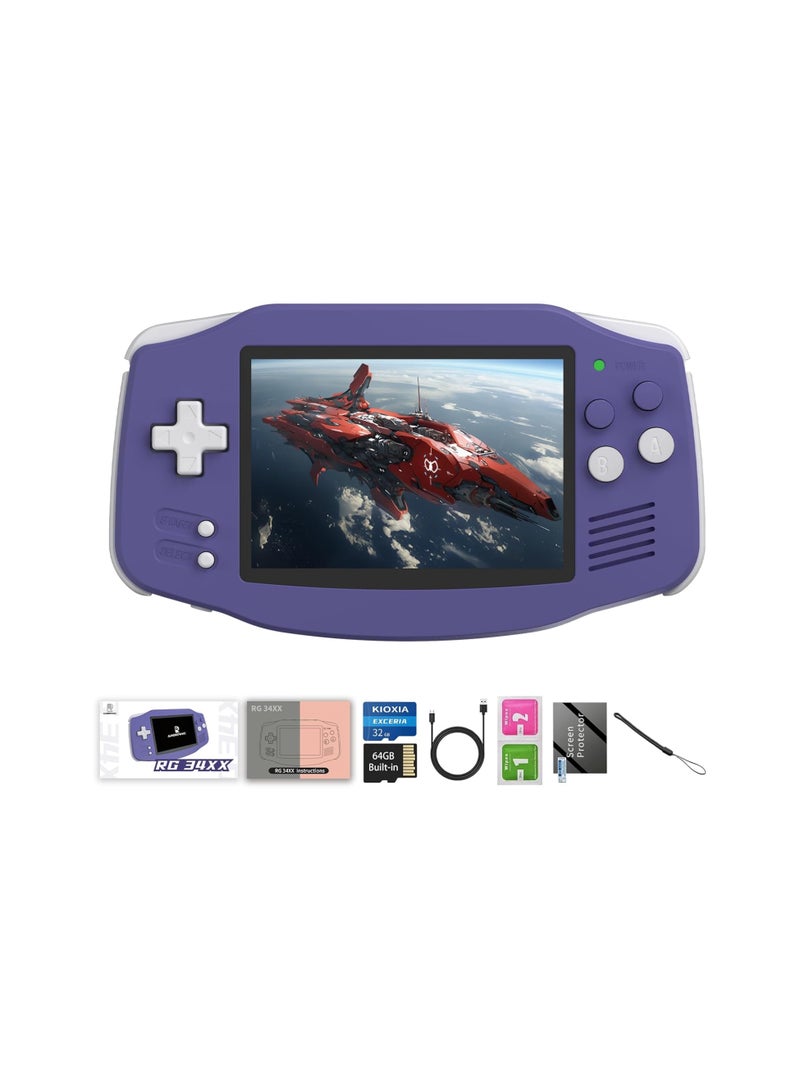 أنبيرنيك ANBERNIC RG 34XX إصدار أفقي 3.4 بوصة وحدة تحكم ألعاب محمولة كلاسيكية للطفولة مع تلفزيون 2024 نمط حنين جديد للتدفق عبر الإنترنت ومقبض وحدة تحكم ألعاب محمولة باليد - Image 1