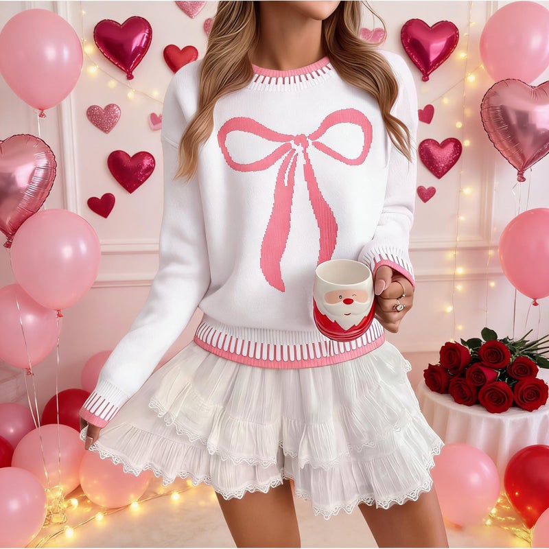 LUKYCILD Valentines Sweater Women Love Heart Sweatshirt Valentine Day Love Sweaters Cute Knitted Long Sleeve Pullover Tops - Image 5