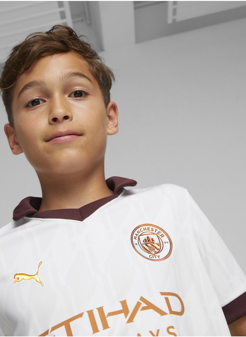 PUMA - Manchester City 23/24 Kids Unisex White Away Jersey - Image 1