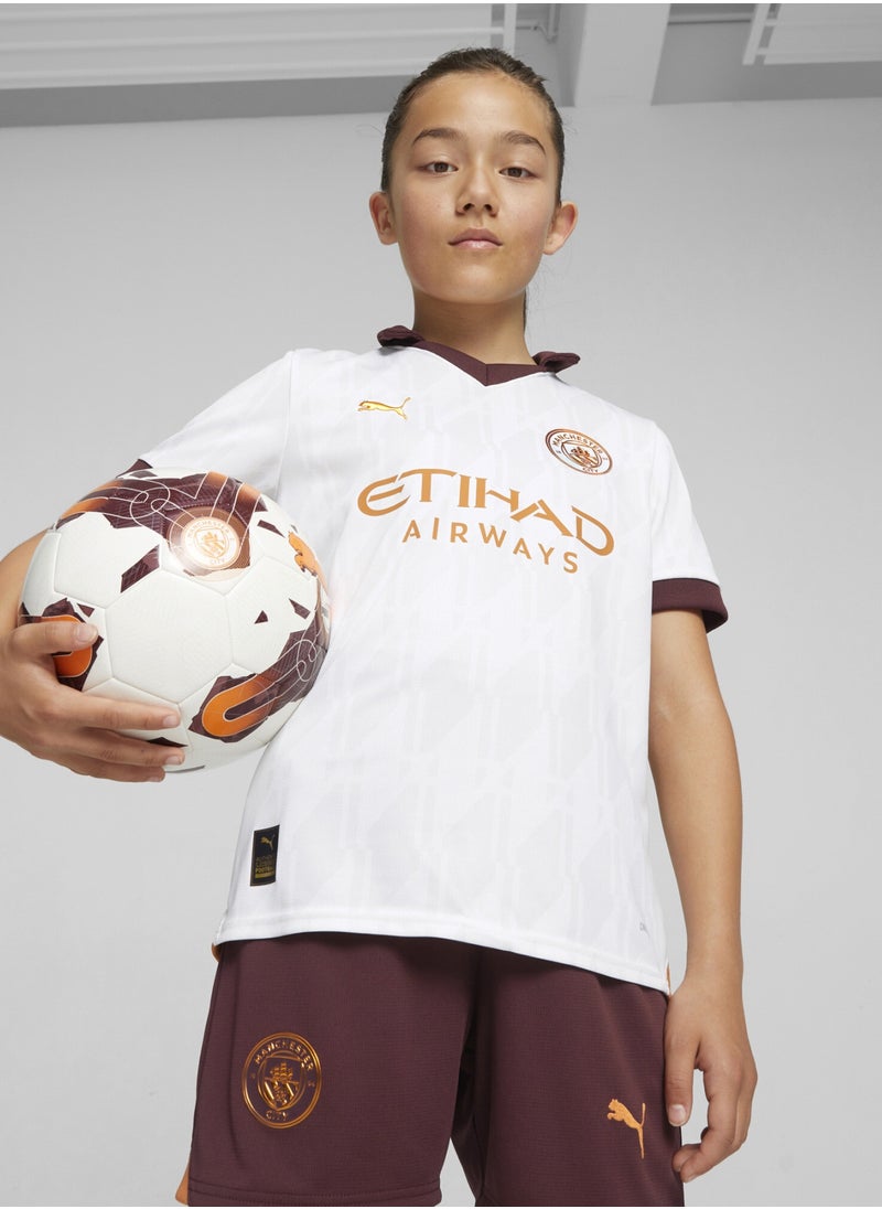 PUMA - Manchester City 23/24 Kids Unisex White Away Jersey - Image 1