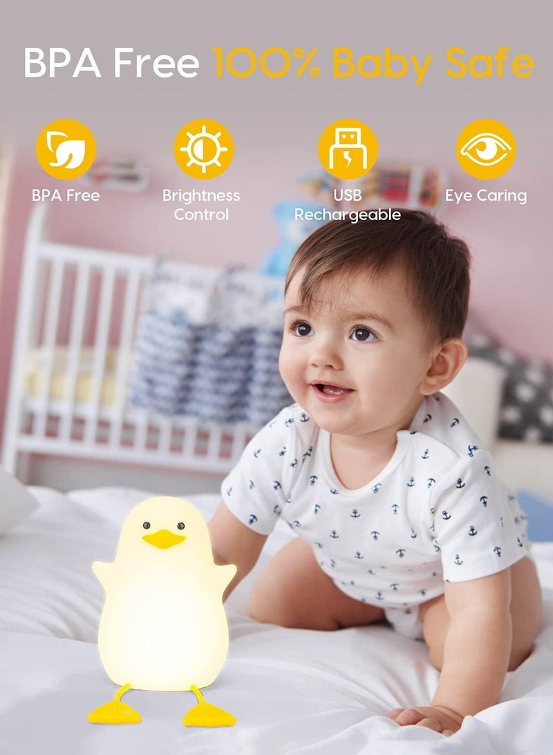 اضاءة ليلية ديكور على شكل بطة تصلح للرضاعة الطبيعية الليليه والنوم للأطفال إضاءة ليلية ناعمة للعناية بالعين مع مستشعر باللمس - Image 3