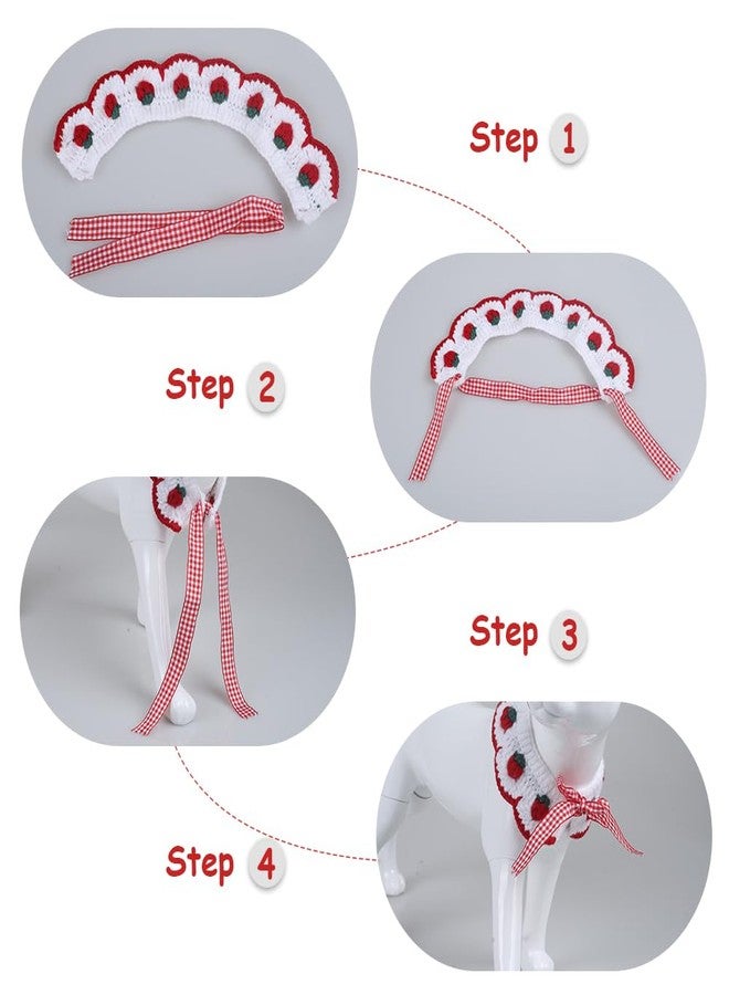 DONGKER Cat Collar,Cute Breakaway Cat Knitted Collar with Bow Tie & Strawberry Pattern for Kitten Christmas Party Wedding Decoration - Image 3