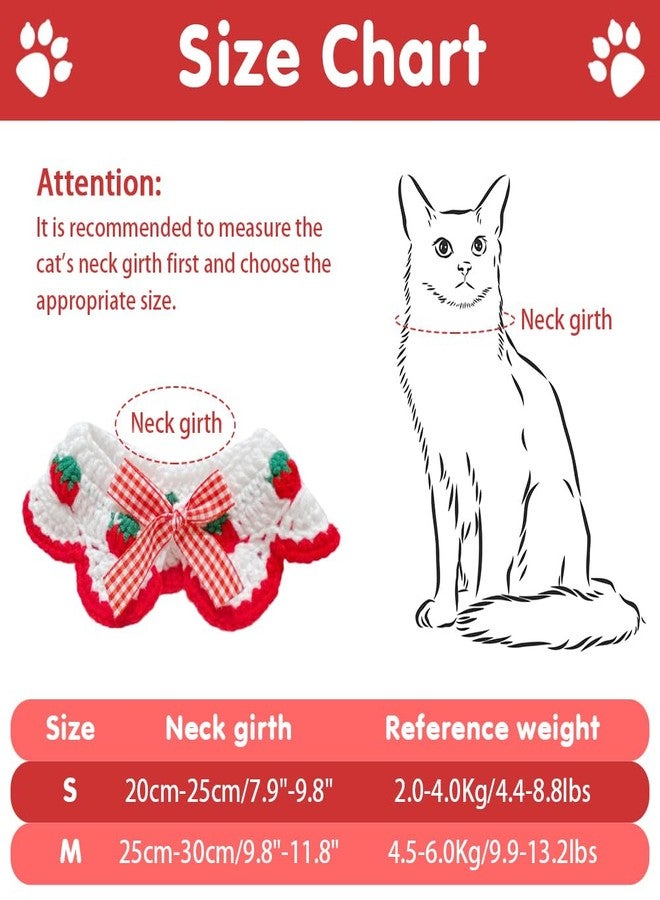 DONGKER Cat Collar,Cute Breakaway Cat Knitted Collar with Bow Tie & Strawberry Pattern for Kitten Christmas Party Wedding Decoration - Image 4