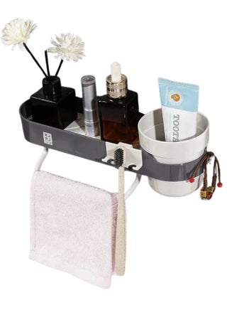 رف منظم لتخزين أدوات الحمام والمطبخ بدون مسامير مثبت على الحائط - رف دش بلاستيكي مقاوم للماء لمستلزمات الحمام 28×9.5×10 سم - pzsku/Z1512EBDE90A81C2750F8Z/45/1748334034/365251f3-ff15-486f-aeda-a51599710e6a