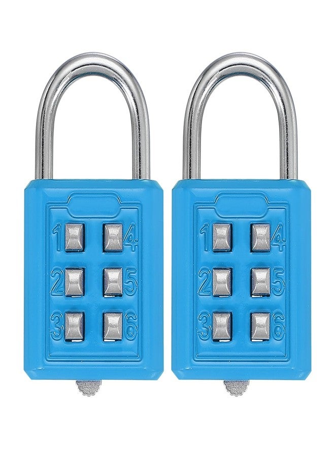 MECCANIXITY Combination Padlock, 6-Digit Push Button Padlock 3-Position Locking Mechanism Security Combination Lock for Locker Gym Sports Locker Cabinet Toolbox (Sky Blue, Pack of 2) - Image 1