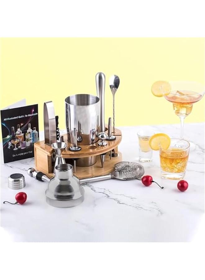 HOOKOR Cocktail Shaker Set, 12 Pcs Bartender Kit for Drink Mixing, Stainless Steel Bar Tools with Bamboo Stand, Perfect Home Bar Tool Set and Professional Martini Bartender Set (Silver) - Image 3
