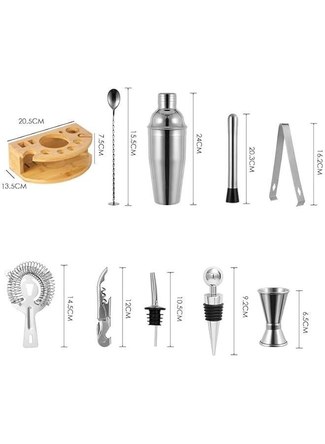 HOOKOR Cocktail Shaker Set, 12 Pcs Bartender Kit for Drink Mixing, Stainless Steel Bar Tools with Bamboo Stand, Perfect Home Bar Tool Set and Professional Martini Bartender Set (Silver) - Image 5