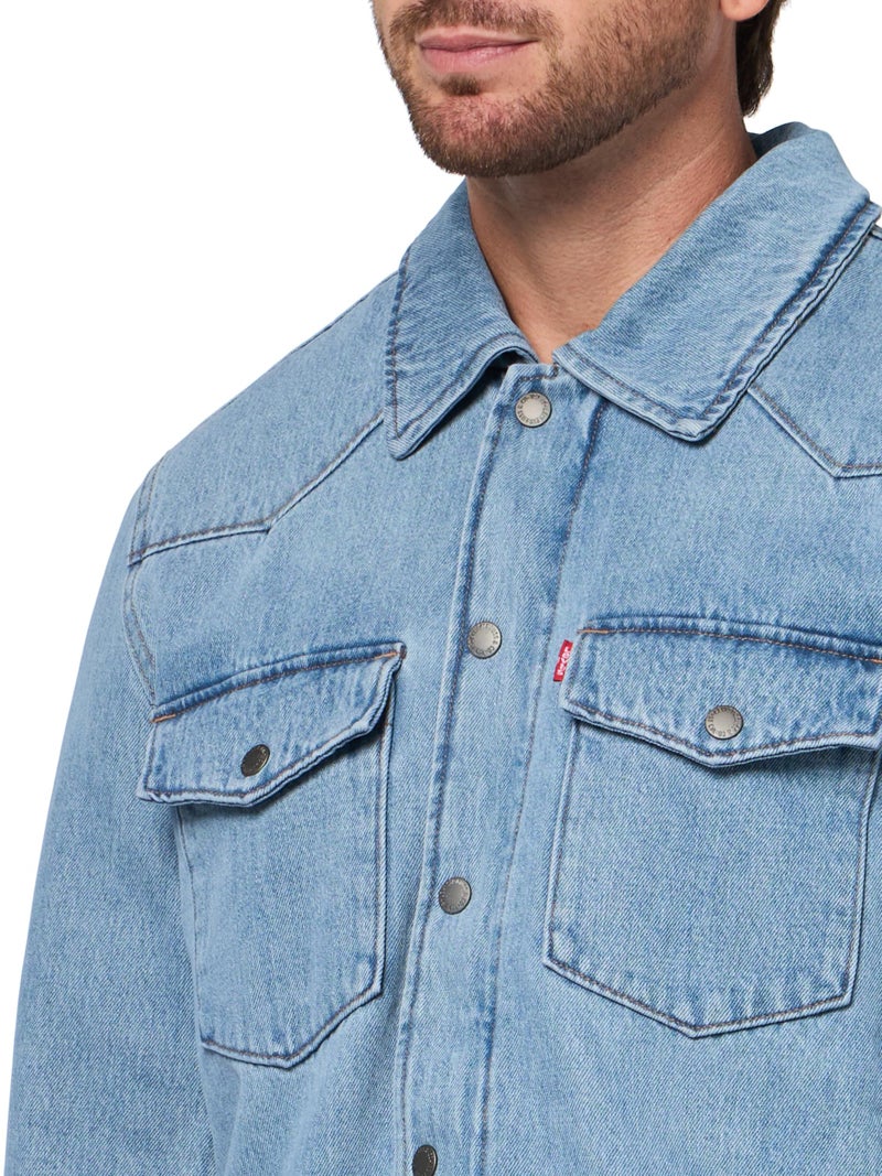 Levi's Men's Cotton Western Shirt Jacket, Light Wash Denim, Large - Image 3