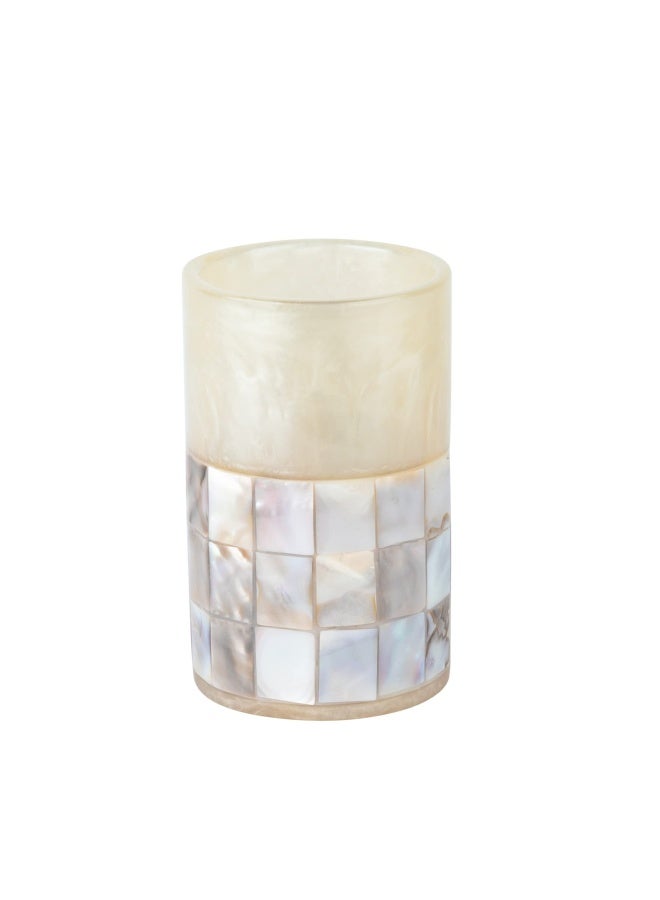 Creative Scents Bathroom Tumbler Cup Decorative Bathroom Cup For Mouth Rinsing Made In Beautiful Mother Of Pearl Shells Toothbrush Cup To Hold Your Toothbrushes And Toothpaste Milano Collection - Image 1