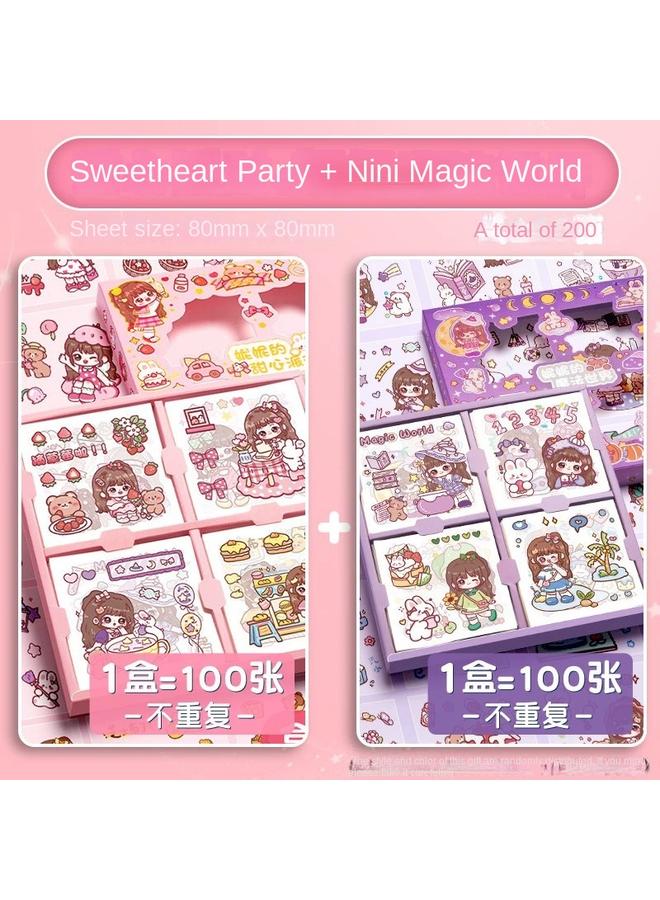 Bluejw Hand Account Sticker Girl Children's Hand Account Sticker Transparent Sticker Suit Cartoon Water Cup Sticker Cute Internet Celebrous Cane - Image 1