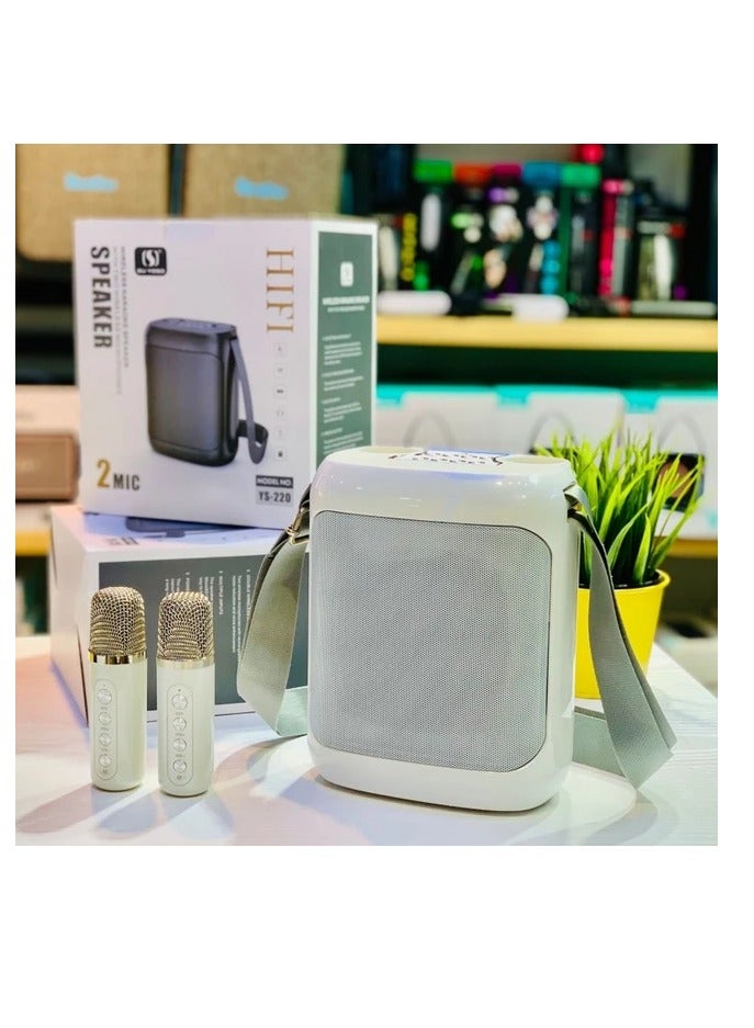 SU.YOSD YS-220 Outdoor Karaoke Speaker Big Strap Speaker With Dual UHF Wireless Microphone White  - Image 2