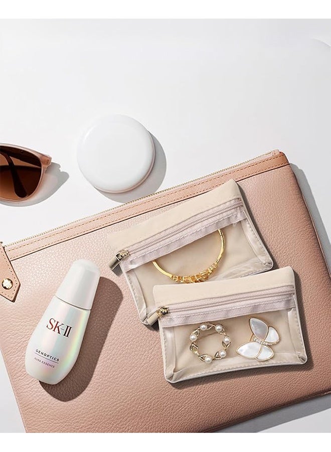 Travel Jewelry Bags,Jewelry Pouch Bag, Clear velvet zipper pockets Storage Bag Organizer Case for Women Girl Gift 6 Pcs - Image 3