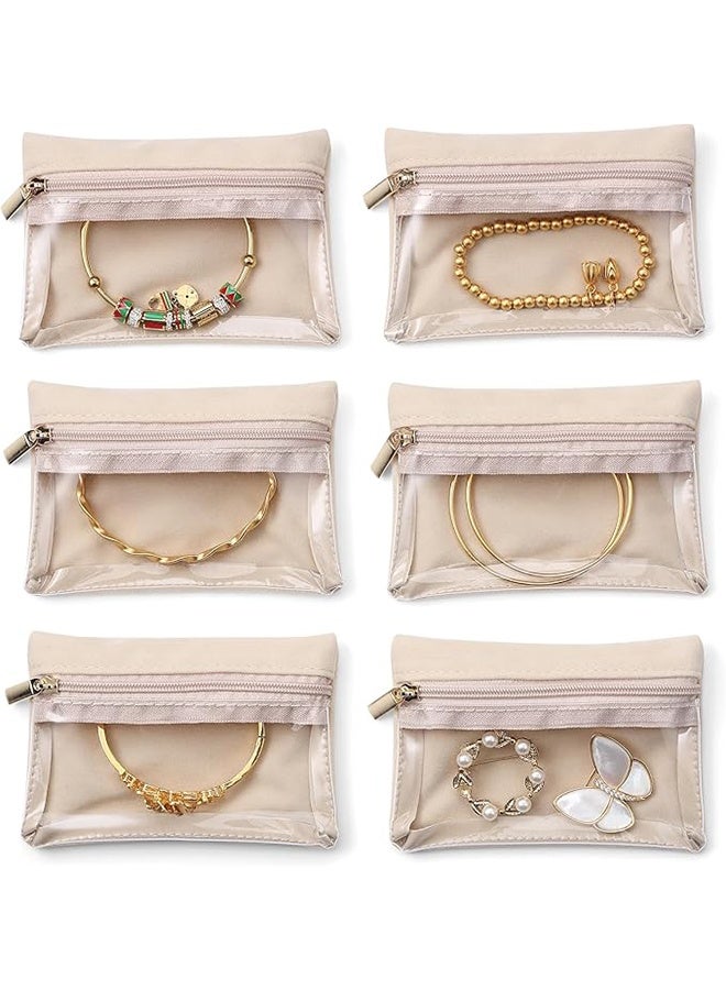 Travel Jewelry Bags,Jewelry Pouch Bag, Clear velvet zipper pockets Storage Bag Organizer Case for Women Girl Gift 6 Pcs - Image 5