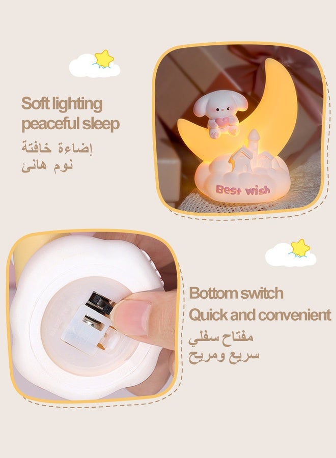 Kids Night Light,Cute Dog Night Light,Dimmable Nursery Portable Puppy Kawaii Night Light,Bedside Lamp For Baby And Toddler,Creative Cute Resin Moon Light Warm Color Bedside Night Light Birthday Gift, Good For Sleep, Perfect For Bedroom, Hallway, Stairs, Kids Room,Boy Girls - Image 5