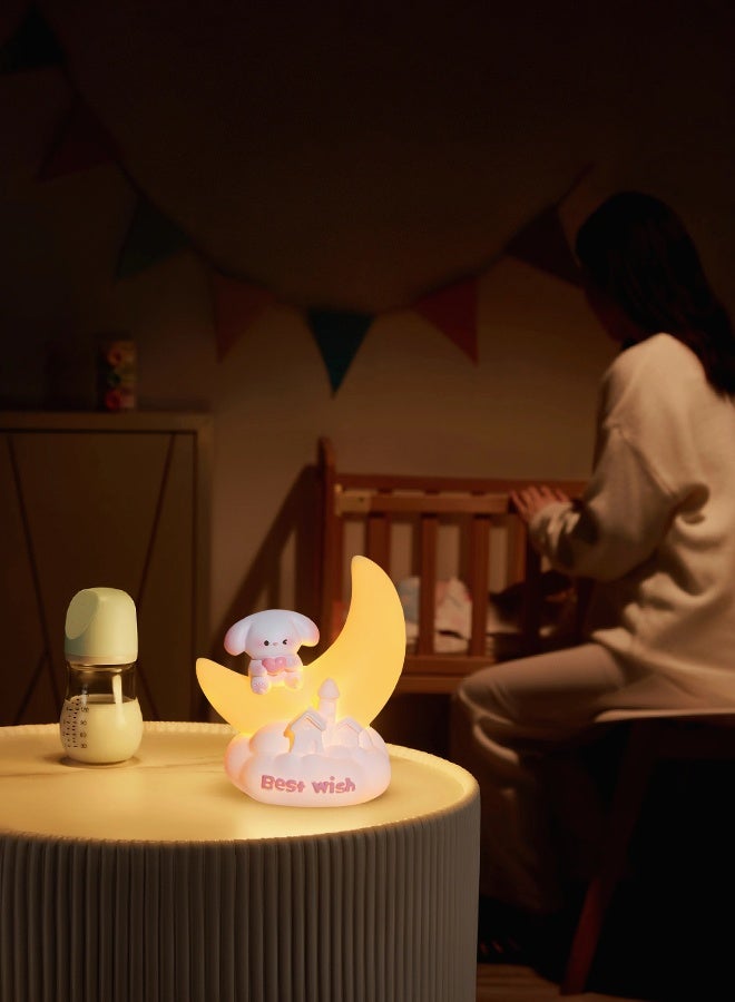 Kids Night Light,Cute Dog Night Light,Dimmable Nursery Portable Puppy Kawaii Night Light,Bedside Lamp For Baby And Toddler,Creative Cute Resin Moon Light Warm Color Bedside Night Light Birthday Gift, Good For Sleep, Perfect For Bedroom, Hallway, Stairs, Kids Room,Boy Girls - Image 3