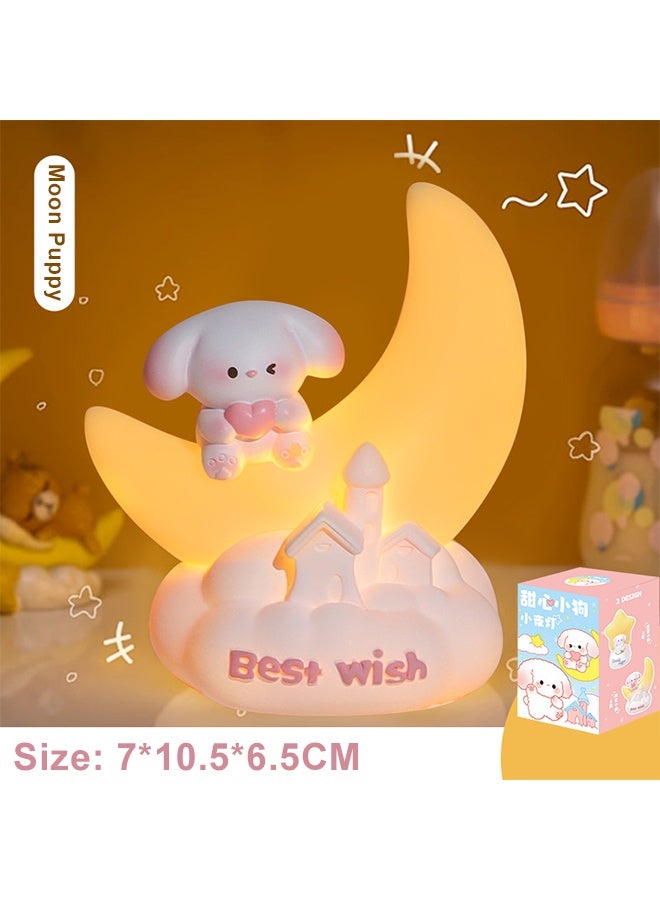 Kids Night Light,Cute Dog Night Light,Dimmable Nursery Portable Puppy Kawaii Night Light,Bedside Lamp For Baby And Toddler,Creative Cute Resin Moon Light Warm Color Bedside Night Light Birthday Gift, Good For Sleep, Perfect For Bedroom, Hallway, Stairs, Kids Room,Boy Girls - Image 2