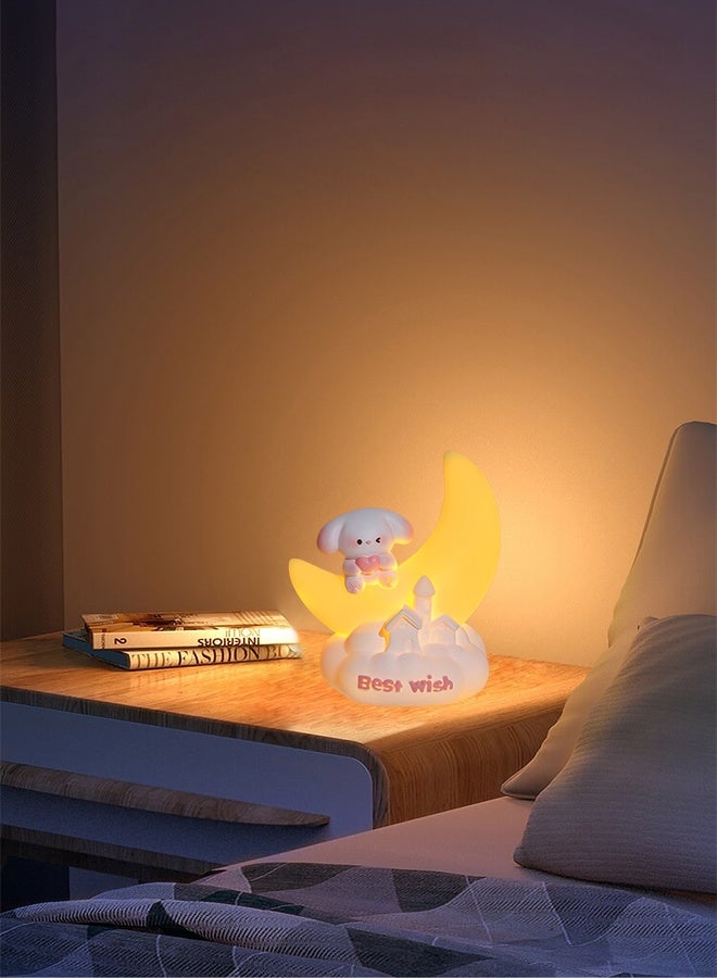 Kids Night Light,Cute Dog Night Light,Dimmable Nursery Portable Puppy Kawaii Night Light,Bedside Lamp For Baby And Toddler,Creative Cute Resin Moon Light Warm Color Bedside Night Light Birthday Gift, Good For Sleep, Perfect For Bedroom, Hallway, Stairs, Kids Room,Boy Girls - Image 4