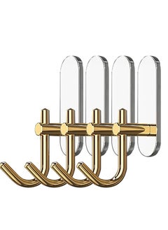 Zalcoon Golden Cloth Hook for bathroom, kitchen, (White) Towel robe Hook, Stainless Steel, With Marble Oval Plate Heavy Duty Wall Mounted Robe Hooks, Bathroom Organizer (Pack of 4)  - Image 1