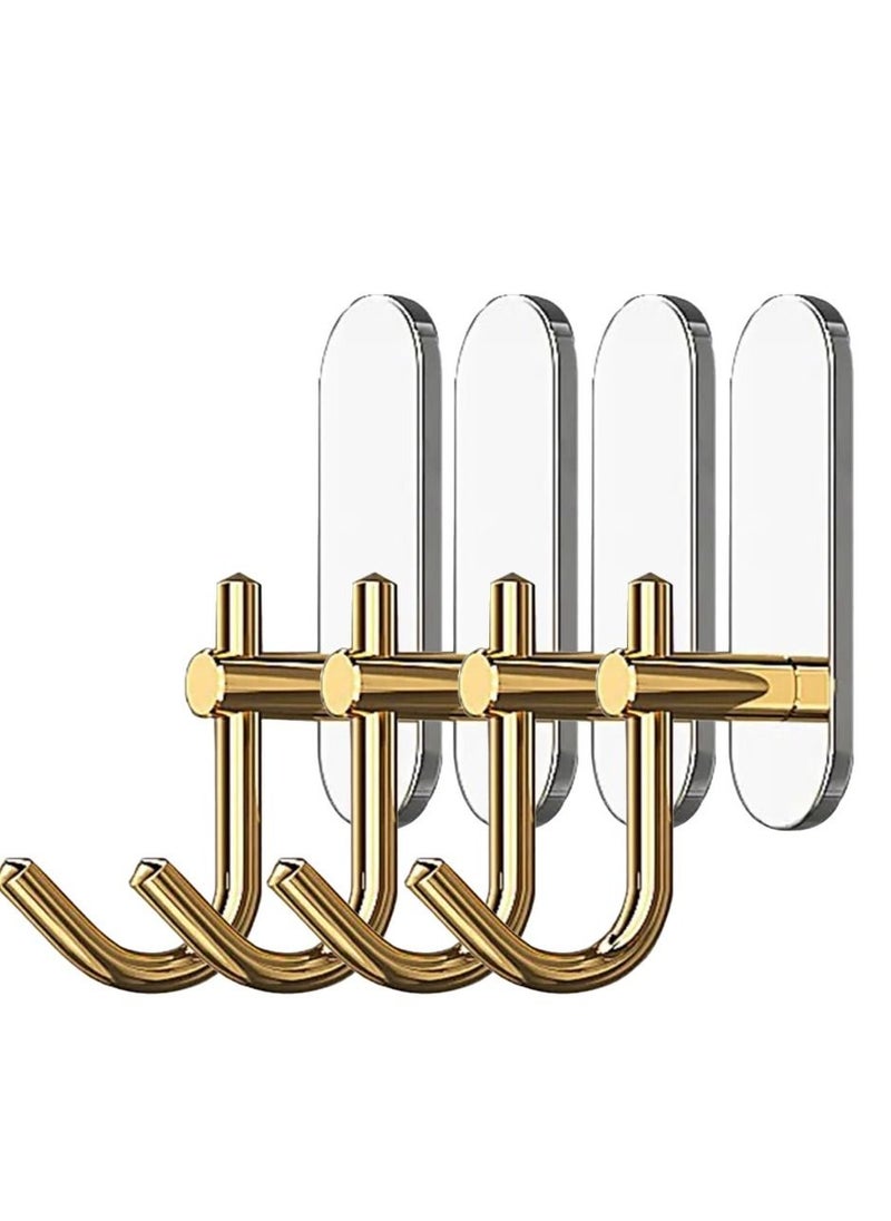 Zalcoon Golden Cloth Hook for bathroom, kitchen, (White) Towel robe Hook, Stainless Steel, With Marble Oval Plate Heavy Duty Wall Mounted Robe Hooks, Bathroom Organizer (Pack of 4)  - Image 1