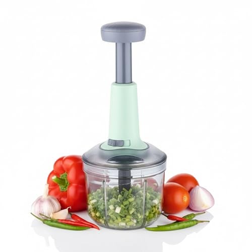 XML Food Chopper 900ml Steel Blade Large Manual Hand-Press Vegetable Chopper Mixer Cutter Push Chopper to Cut Onion, Salad, Tomato, Potato (Pack of 1) - Image 1