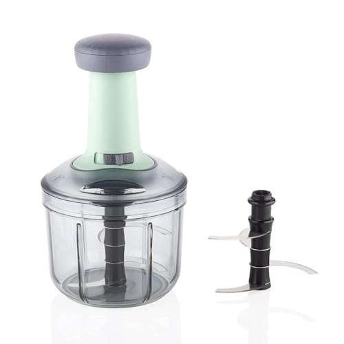 XML Food Chopper 900ml Steel Blade Large Manual Hand-Press Vegetable Chopper Mixer Cutter Push Chopper to Cut Onion, Salad, Tomato, Potato (Pack of 1) - Image 5