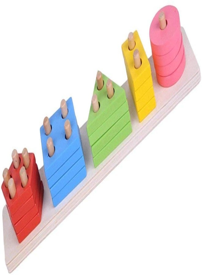 Jiada Geometric Shape Matching 5 Column Blocks Montessori Educational and Learning Toys - Image 2