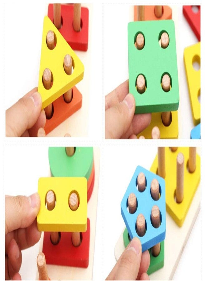 Jiada Geometric Shape Matching 5 Column Blocks Montessori Educational and Learning Toys - Image 3