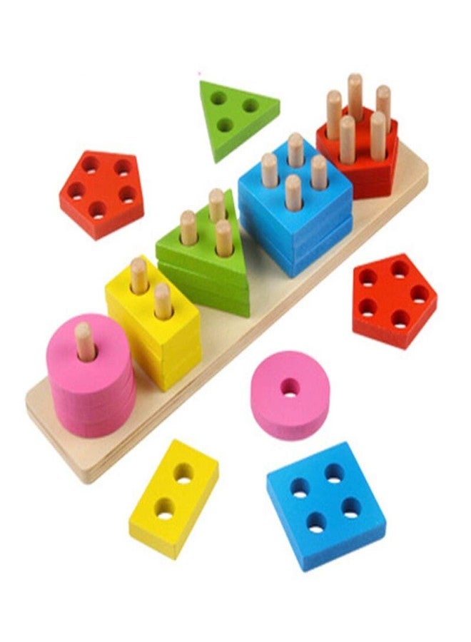 Jiada Geometric Shape Matching 5 Column Blocks Montessori Educational and Learning Toys - Image 1