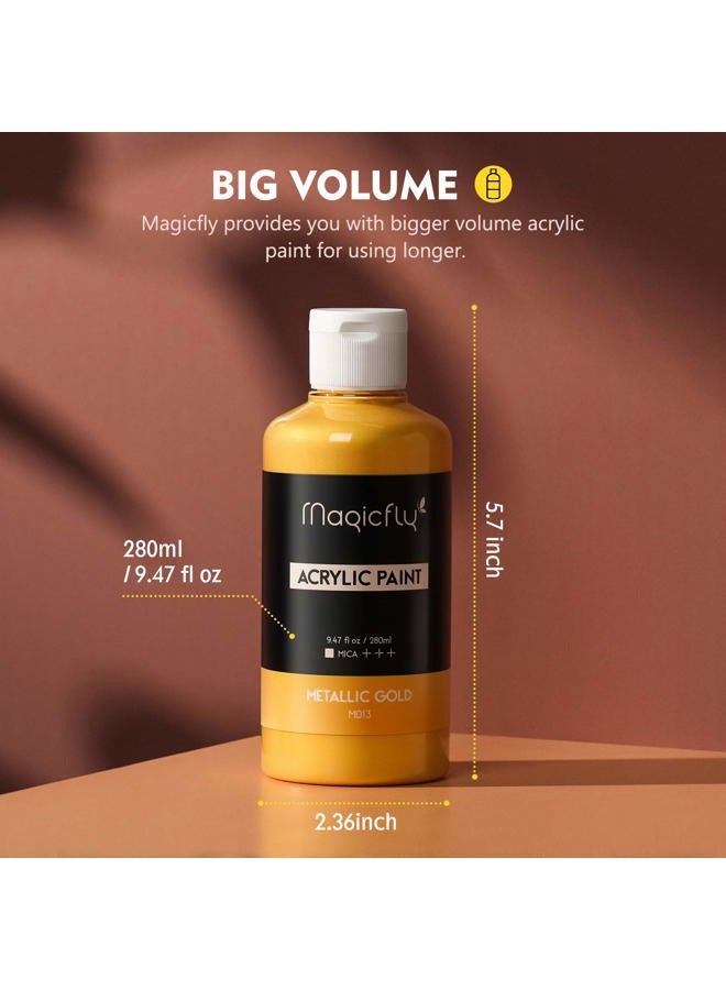 Magicfly Bulk Acrylic Paint Set, 14 Rich Pigments Colors (240 ml/8.12 fl oz.), Non-Fading, Non-Toxic Craft Paints for Painting on Canvas, Ideal for Kids, Artist & Hobby Painters - Image 5