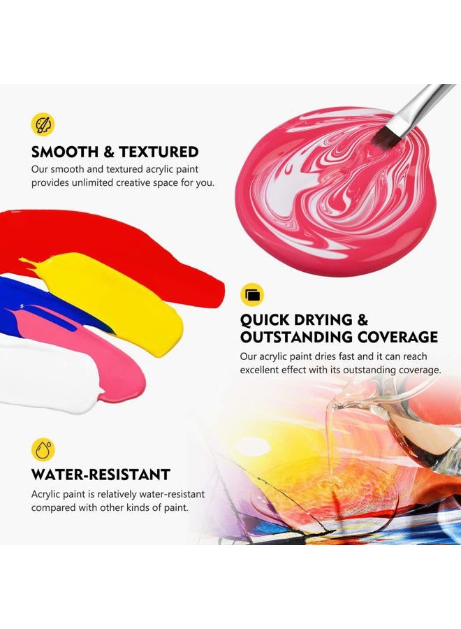 Magicfly Bulk Acrylic Paint Set, 14 Rich Pigments Colors (240 ml/8.12 fl oz.), Non-Fading, Non-Toxic Craft Paints for Painting on Canvas, Ideal for Kids, Artist & Hobby Painters - Image 3