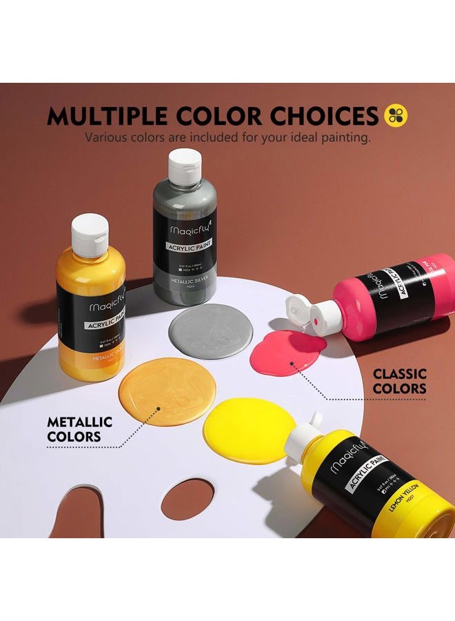 Magicfly Bulk Acrylic Paint Set, 14 Rich Pigments Colors (240 ml/8.12 fl oz.), Non-Fading, Non-Toxic Craft Paints for Painting on Canvas, Ideal for Kids, Artist & Hobby Painters - Image 2