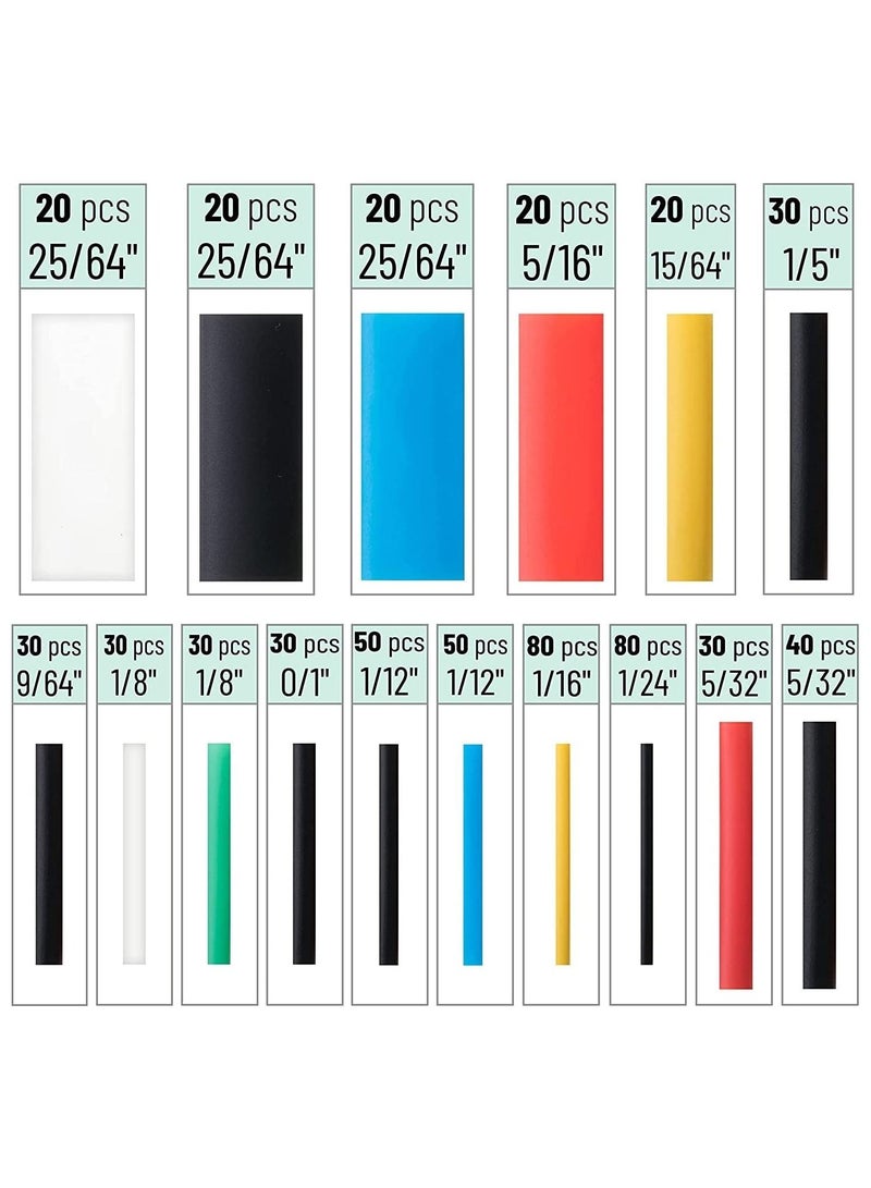 Heat Shrink Tubing Kit, 11 Sizes, Ratio, 580 pcs, Heat Shrink Wrap, Wire Shrink Wrap Tubing, Wire Shrink Tubing, Wire Heat Shrink, Electrical Shrink Wrap Tubing, Shrink Tubing for Wires - Image 3