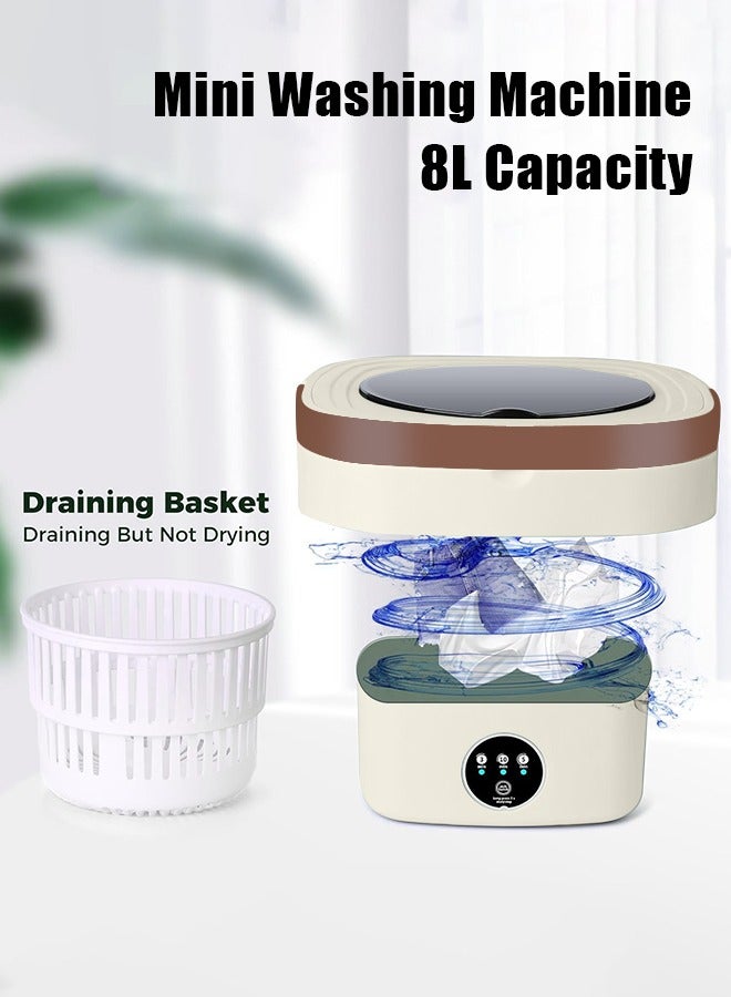 Snooe Mini Folding Washing Machine, 8L Portable Washing Machine with Drain Basket, for Apartment, Travel, Underwear, Personal, Kids - Image 3