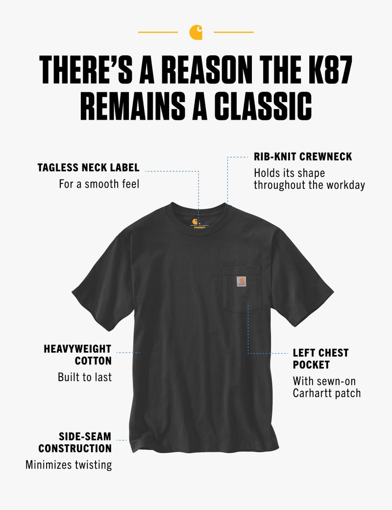 Carhartt Mens Loose Fit Heavyweight Short-Sleeve Pocket T-Shirt Work Utility t Shirts, Black, X-Large US - Image 2