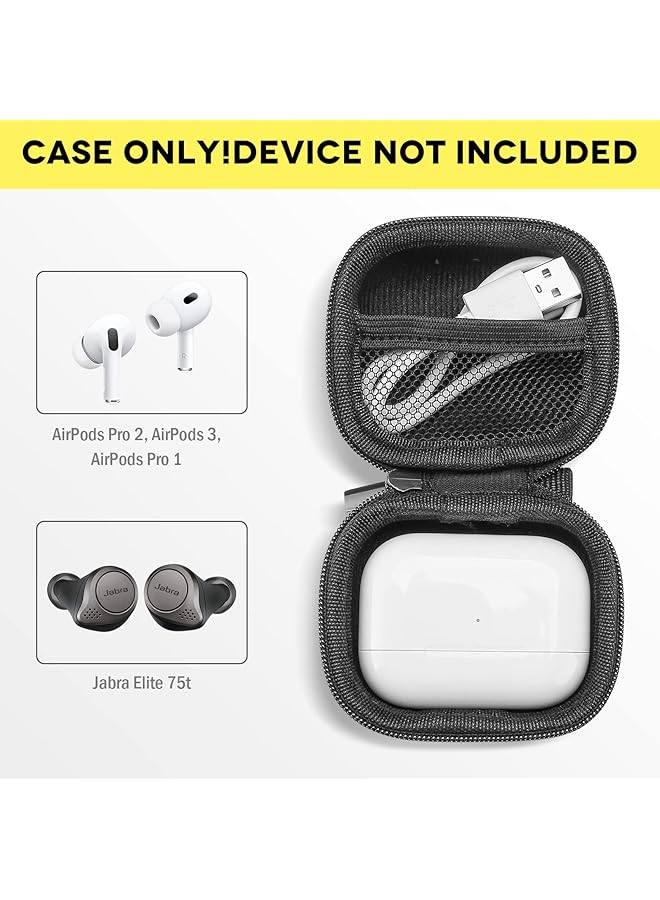 Procases Airpods 3 2021 Airpods Pro 1St 2Nd Jabra Elite 75T Beats Studio Buds Case Hard Shockproof Eva Travel Carrying Earbuds Storage Bag For Airpods 3 Pro Jabra Elite 75T Earphones Black - Image 2