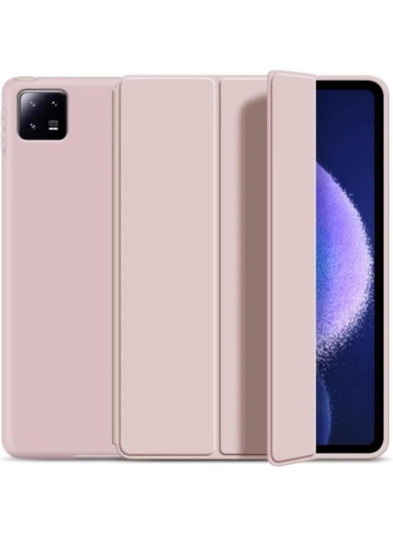 جراب سيليكون متوافق مع جهاز Xiaomi Pad 6/6 Pro مقاس 11 بوصة صدر عام 2023، جراب رفيع ثلاثي الطي من مادة TPU الناعمة المقاومة للصدمات مع وظيفة الإيقاظ/النوم التلقائي لجهاز Xiaomi Pad 6 (وردي) - Image 1