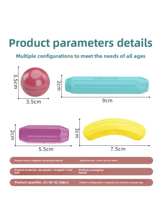 Magnetic Bar Building Blocks Large Children's Magnet Toys Magnetic Magnets 3-6 Years Old Boys And Girls Scattered Pieces Assembled Puzzle-Color:20-piece Set 【storage Bag】】 - Image 5