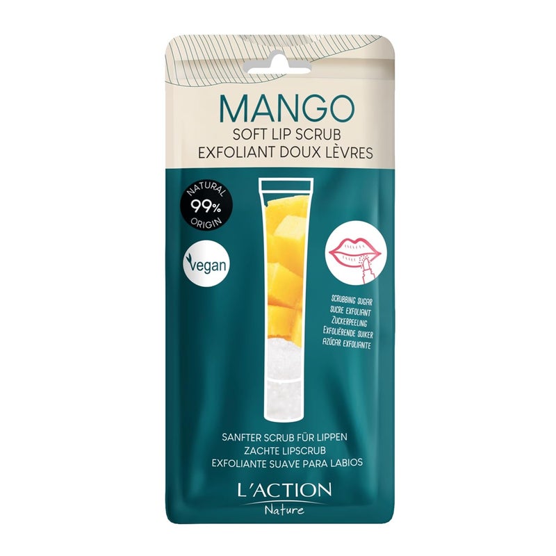 سكراب الشفاه الناعم من لاكشن باريس - سكراب مقشر لطيف للشفاه مع بلورات سكر طبيعية لشفاه ناعمة ومترطبة وممتلئة، مدعوم بزبدة الشيا وزبدة المانجو وزيت الجوجوبا 12 مل