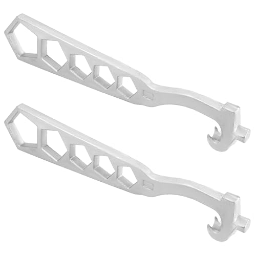 QWORK 5 Hole Hydrant Wrench 2 Pack Plated Iron Fire Equipment 1414 Length 12 Thickness Builtin Spanner for Pin or Rocker Lug Couplings - Image 1