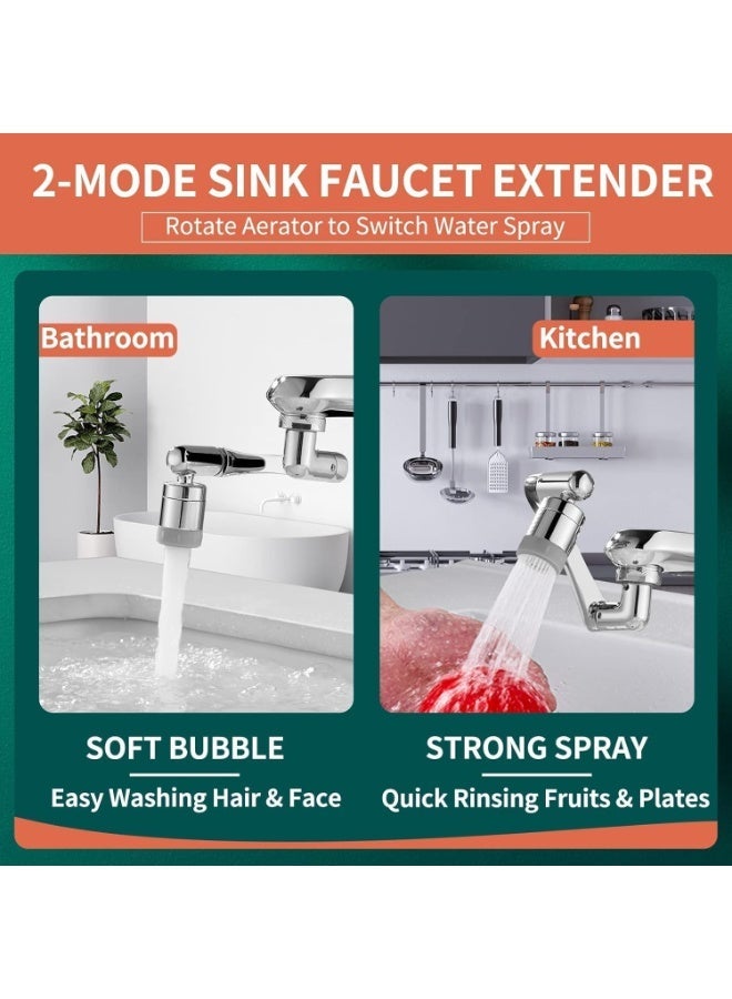 Euro Spring 360° Swivel Faucet Aerator | Dual-Mode Water-Saving Nozzle | Universal Fit for Kitchen & Bathroom Sink | Adjustable Faucet Attachment | 2 mode Splash - Image 3