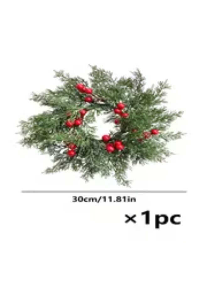 إيروريكس إكليل شمعة صناعي مع توت هولي وإبر صنوبر واقعية - Image 5