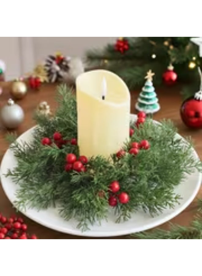 إيروريكس إكليل شمعة صناعي مع توت هولي وإبر صنوبر واقعية - Image 3
