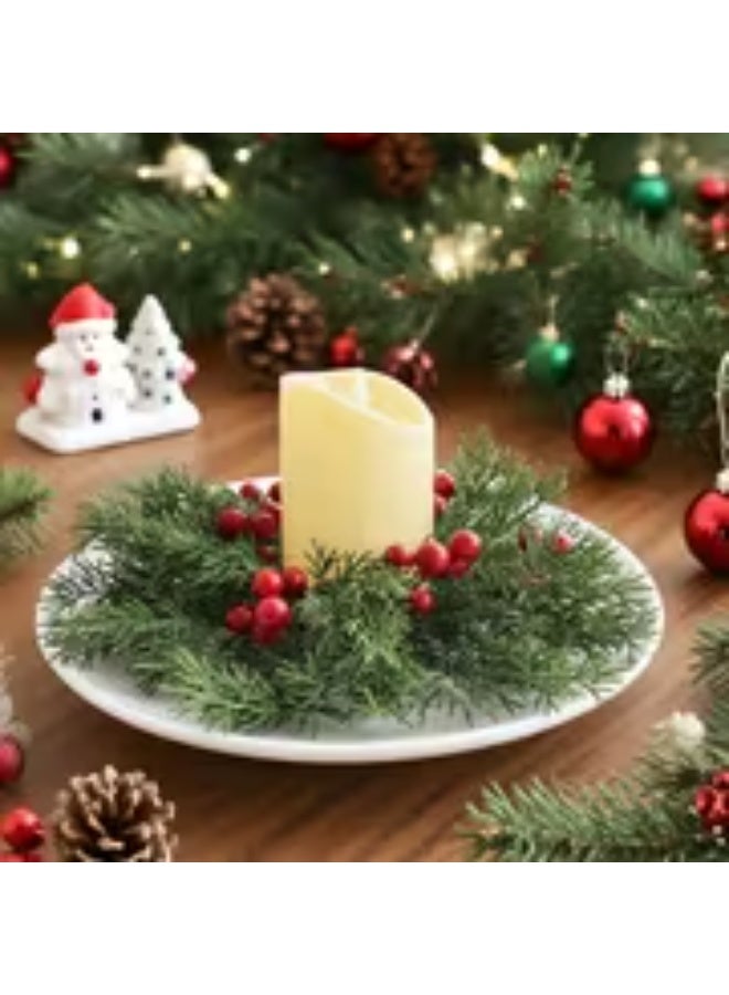 إيروريكس إكليل شمعة صناعي مع توت هولي وإبر صنوبر واقعية - Image 1